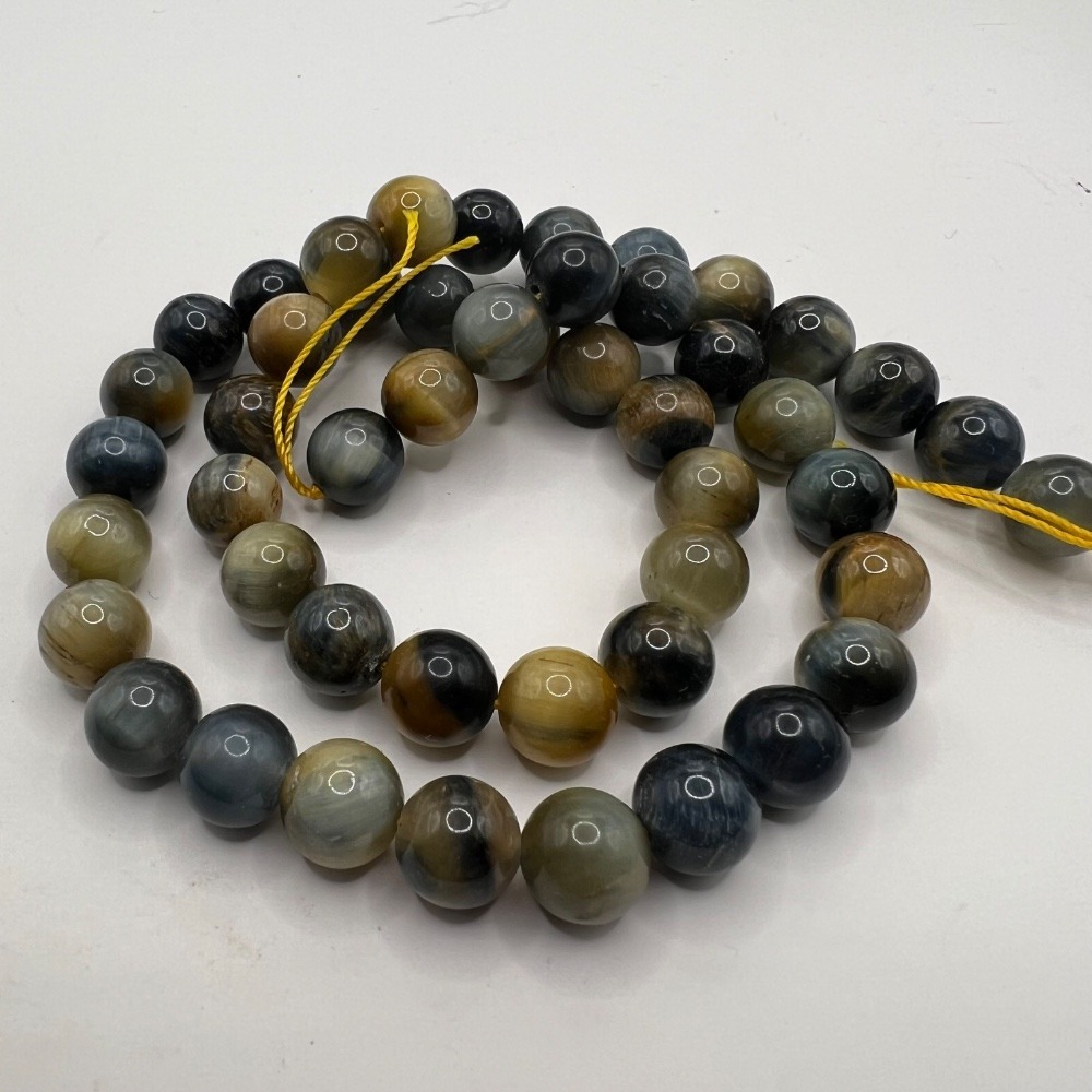 Blue and Gold Tiger Eye 8 mm Beads String for Jewelry Making - Picture 5 of 7